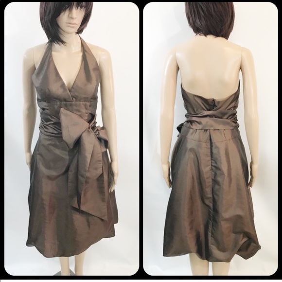 BARI JAY Halter Formal brown Dress - Picture 4 of 8
